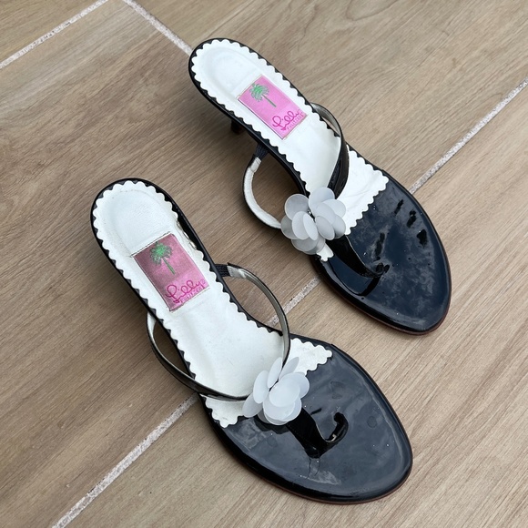 Lilly Pulitzer Y2K Kitten Heels Sandals Size 9.5 Patent Leather - Picture 11 of 11